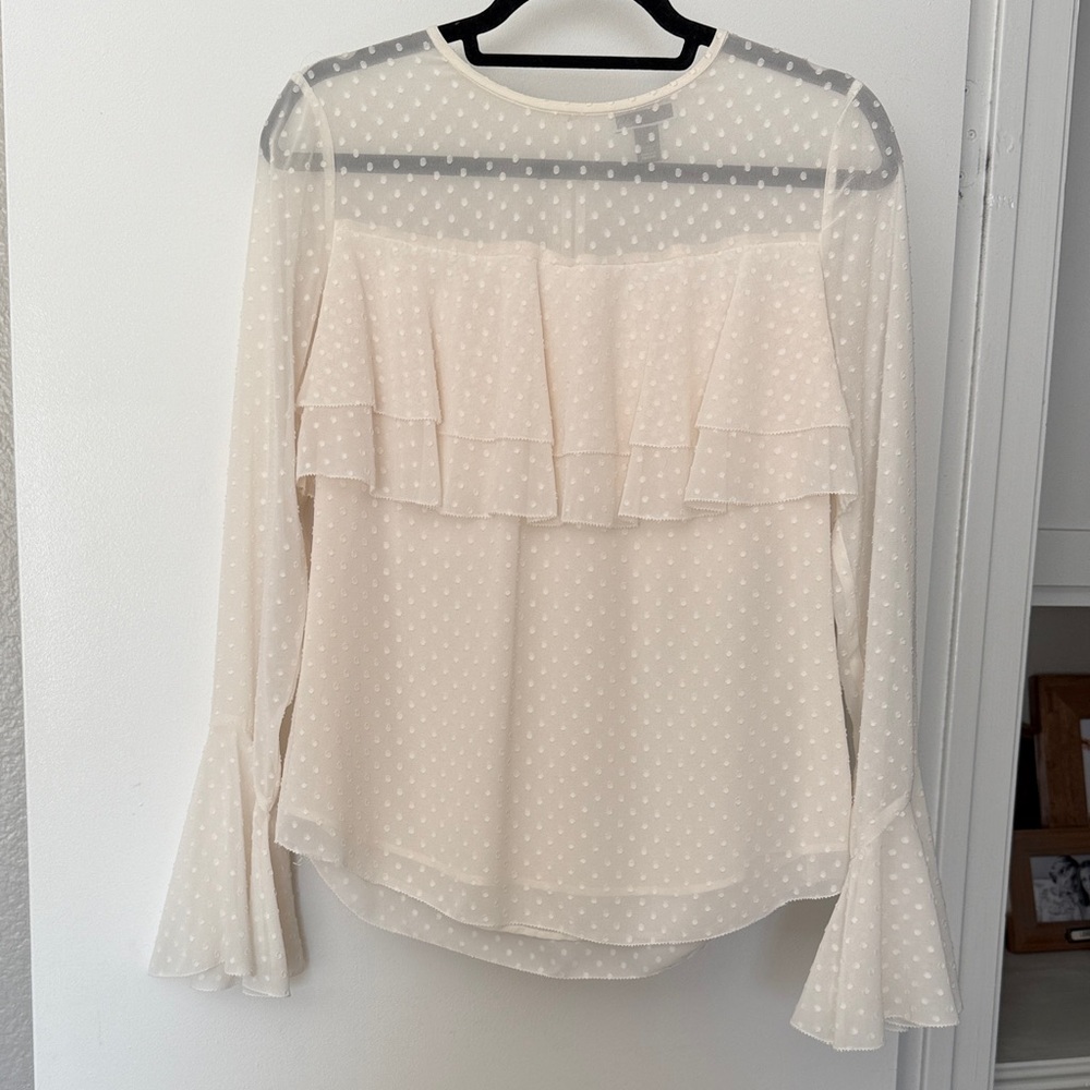 Chelsea28 Cream Polka Dot Ruffle Blouse